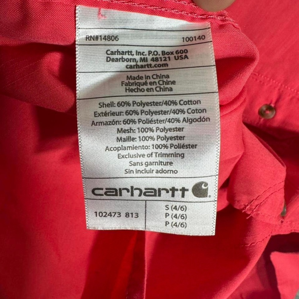 Carhartt Ridgefield Shirt S (4-6) Force Hot Pink Work Roll Tab Vented Collared - Picture 6 of 8